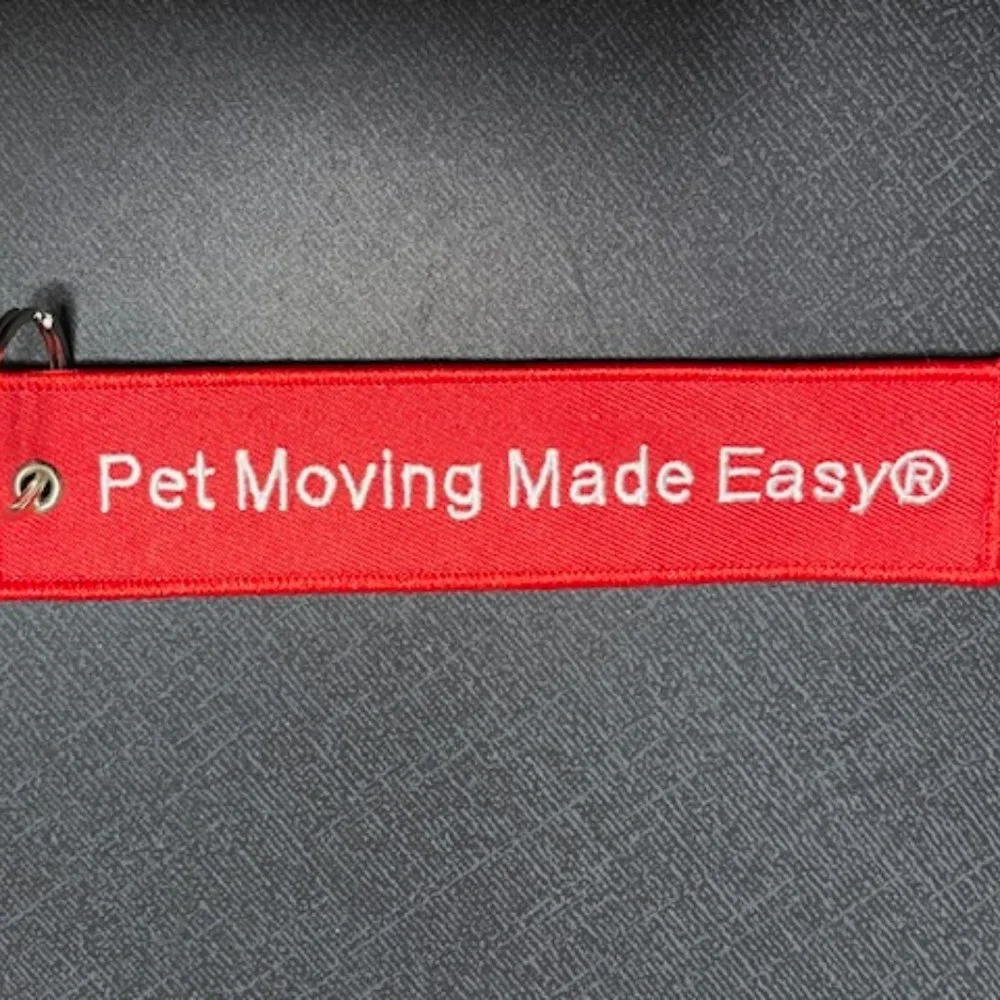 Air Animal Pet Movers Embroidered Red/White Luggage Tag Keychain 5.75